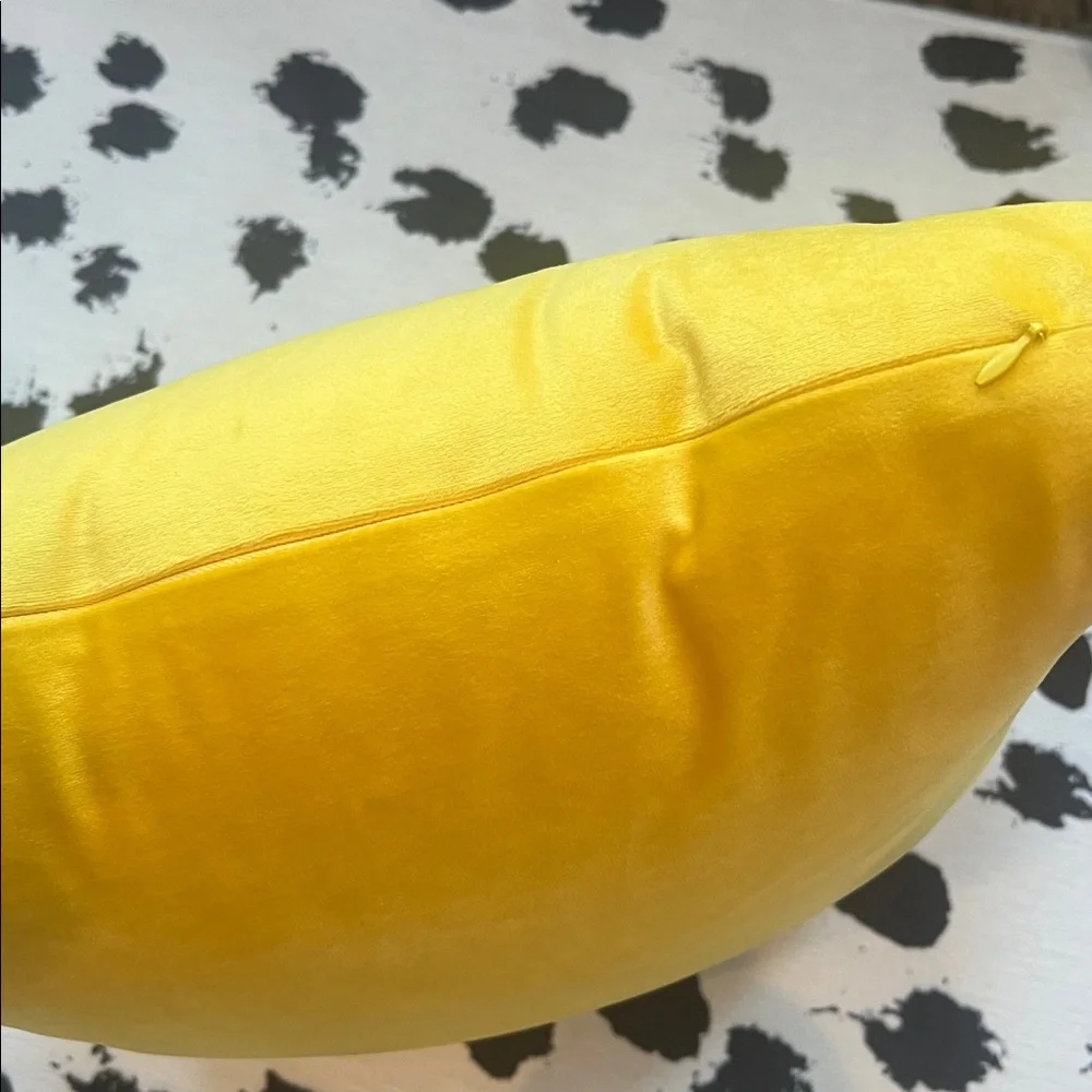 Yellow velvet throw pillow